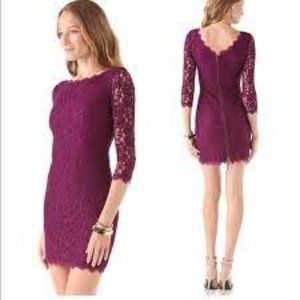 Diane Von Furstenberg DVF Zarita Scoop Neck Lace Dress Orchid Bloom size 10 NWT